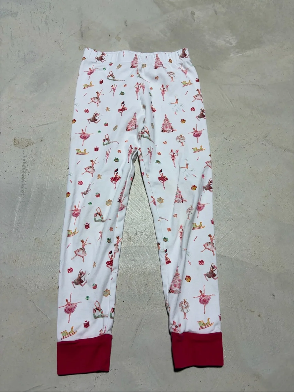 Lake Girls kids White Holiday Ballerina nutcracker Print Pajama Pants 6